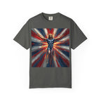 Patriotic Lightning Hero T-Shirt — American Flag Superhero Graphic Tee