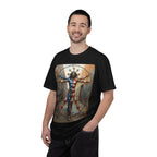 Patriotic Vitruvian Man T-Shirt — American Super Hero Flag Art Tee