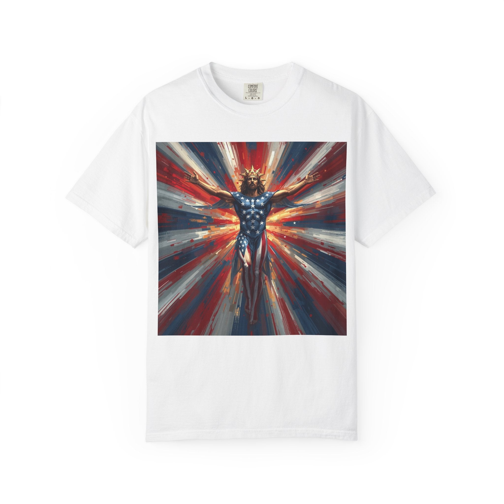 Patriotic Lightning Hero T-Shirt — American Flag Superhero Graphic Tee