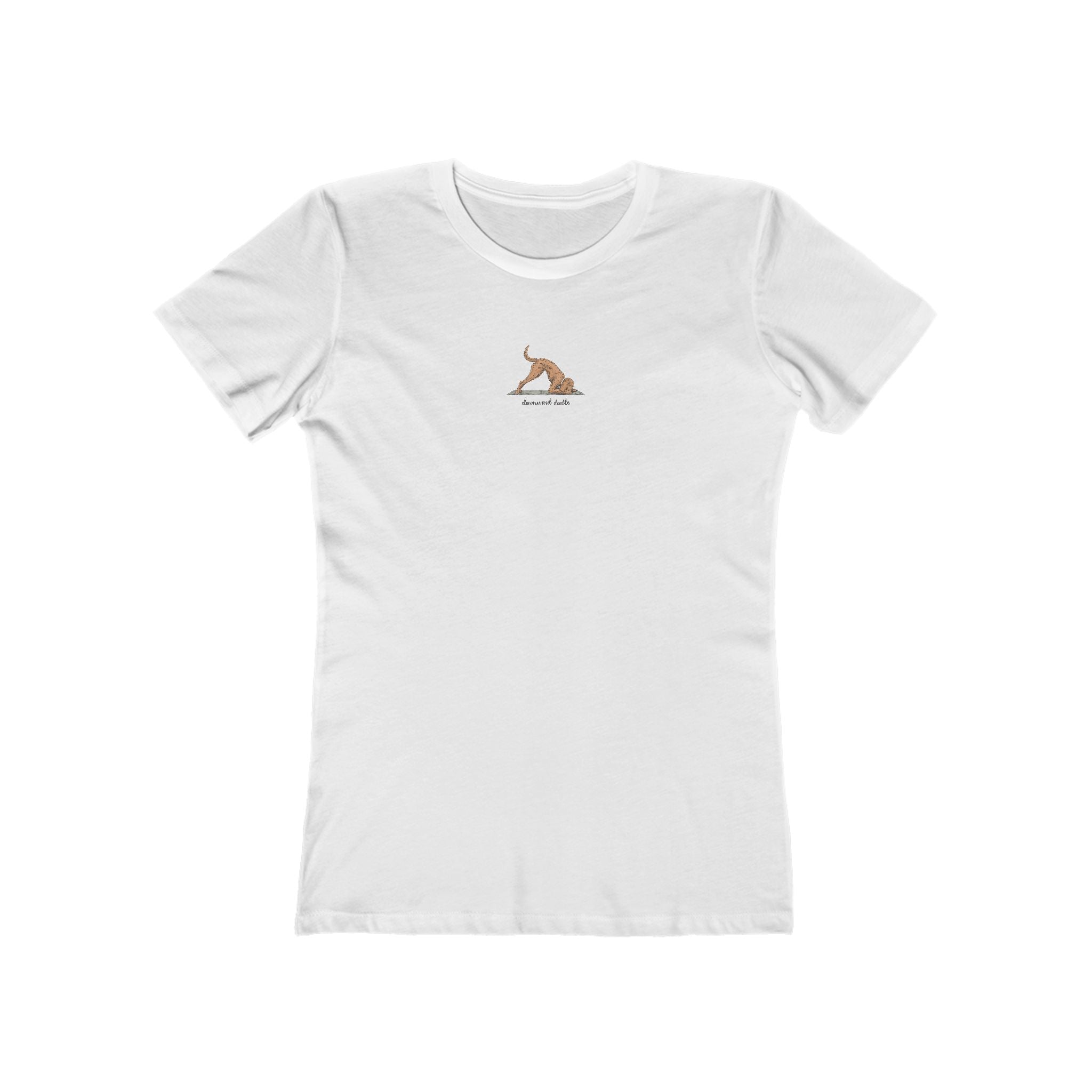 Downward Doodle Yoga Boyfriend Tee — Minimal Yoga Girl T‑Shirt