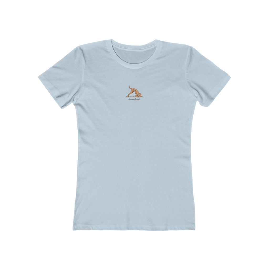 Downward Doodle Yoga Boyfriend Tee — Minimal Yoga Girl T‑Shirt