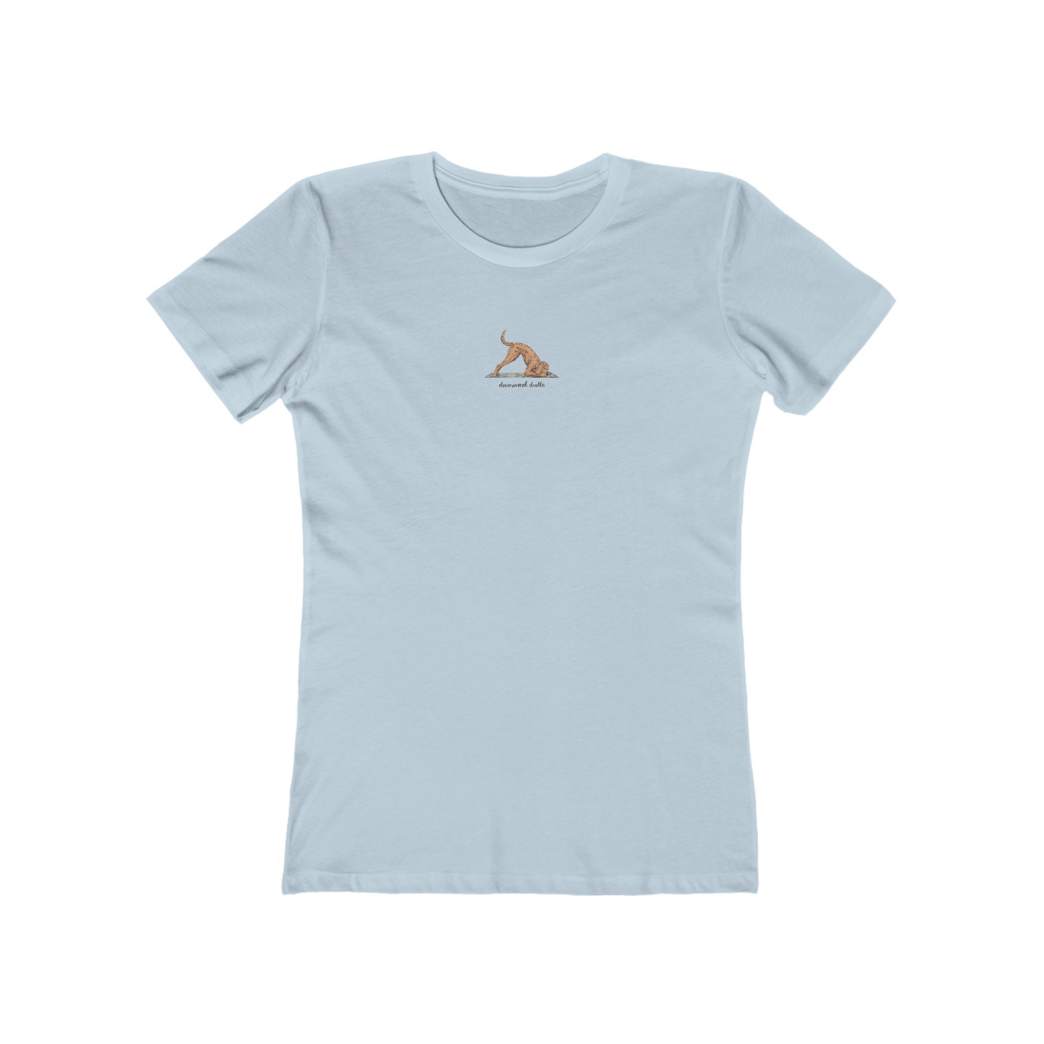Downward Doodle Yoga Boyfriend Tee — Minimal Yoga Girl T‑Shirt