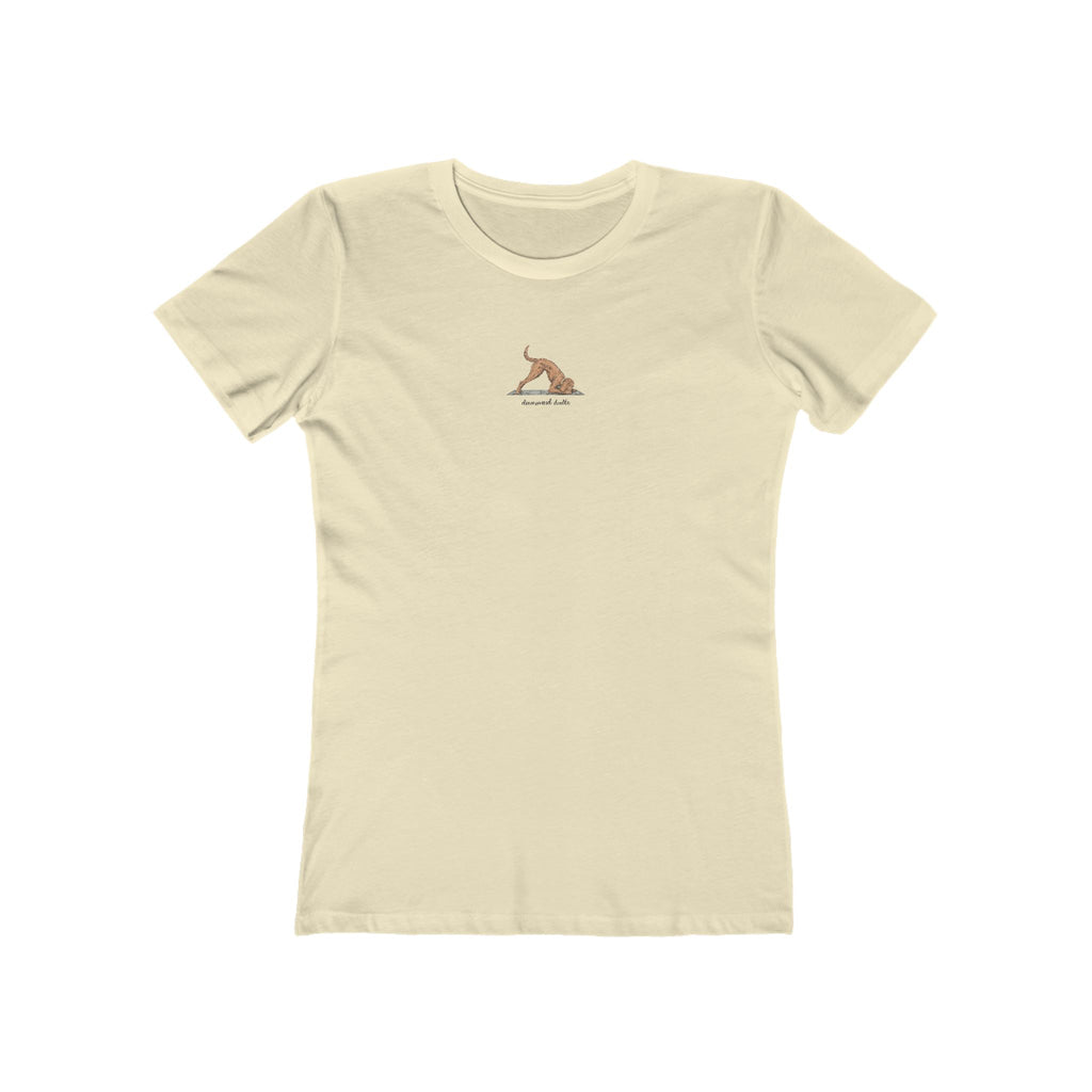 Downward Doodle Yoga Boyfriend Tee — Minimal Yoga Girl T‑Shirt
