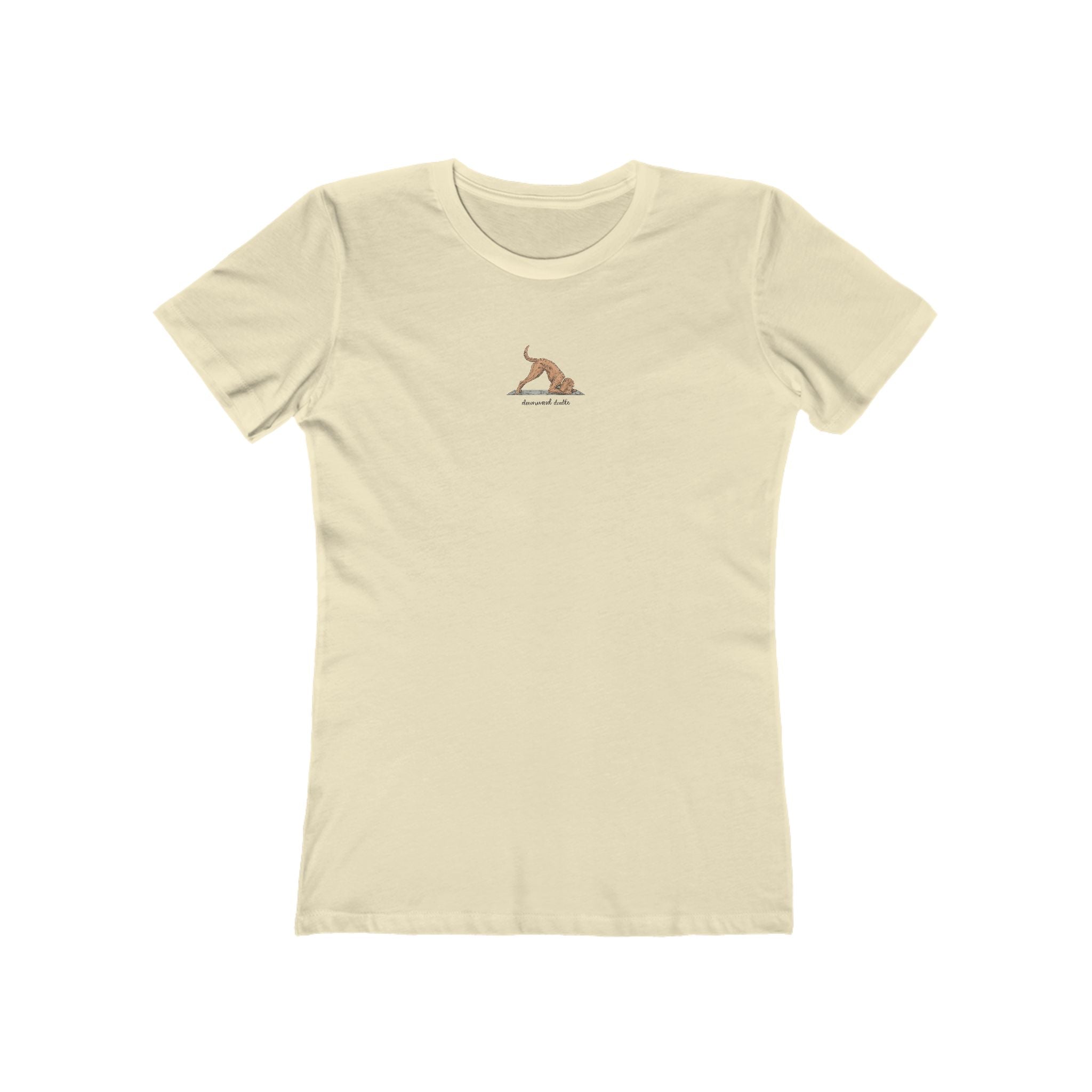 Downward Doodle Yoga Boyfriend Tee — Minimal Yoga Girl T‑Shirt