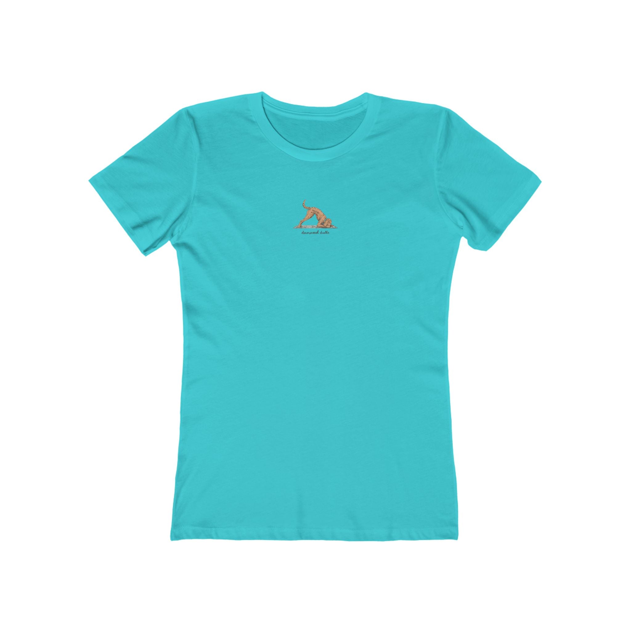 Downward Doodle Yoga Boyfriend Tee — Minimal Yoga Girl T‑Shirt