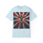Patriotic Lightning Hero T-Shirt — American Flag Superhero Graphic Tee