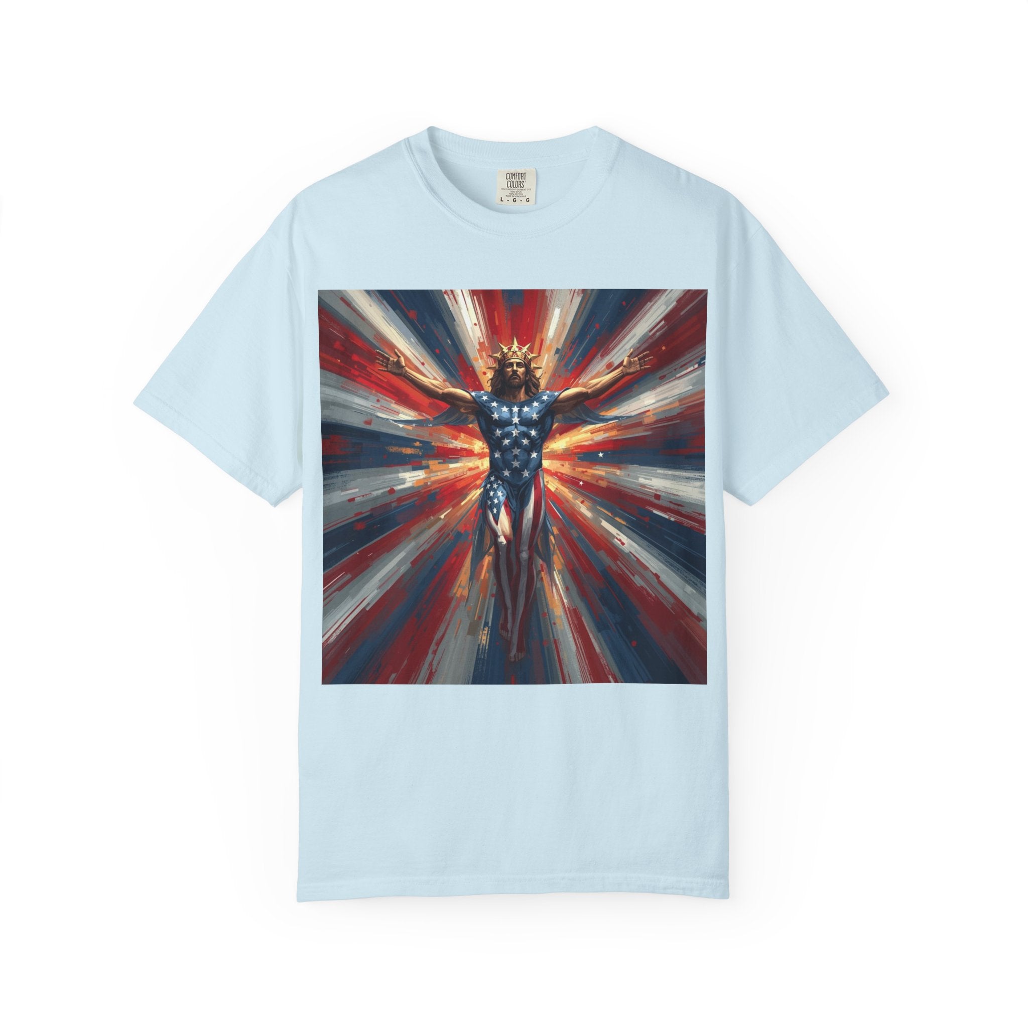 Patriotic Lightning Hero T-Shirt — American Flag Superhero Graphic Tee