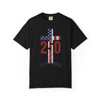 250th Anniversary Patriotic T-Shirt — 1776–2026 American Flag Cross Design