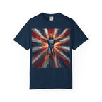 Patriotic Lightning Hero T-Shirt — American Flag Superhero Graphic Tee