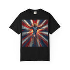 Patriotic Lightning Hero T-Shirt — American Flag Superhero Graphic Tee