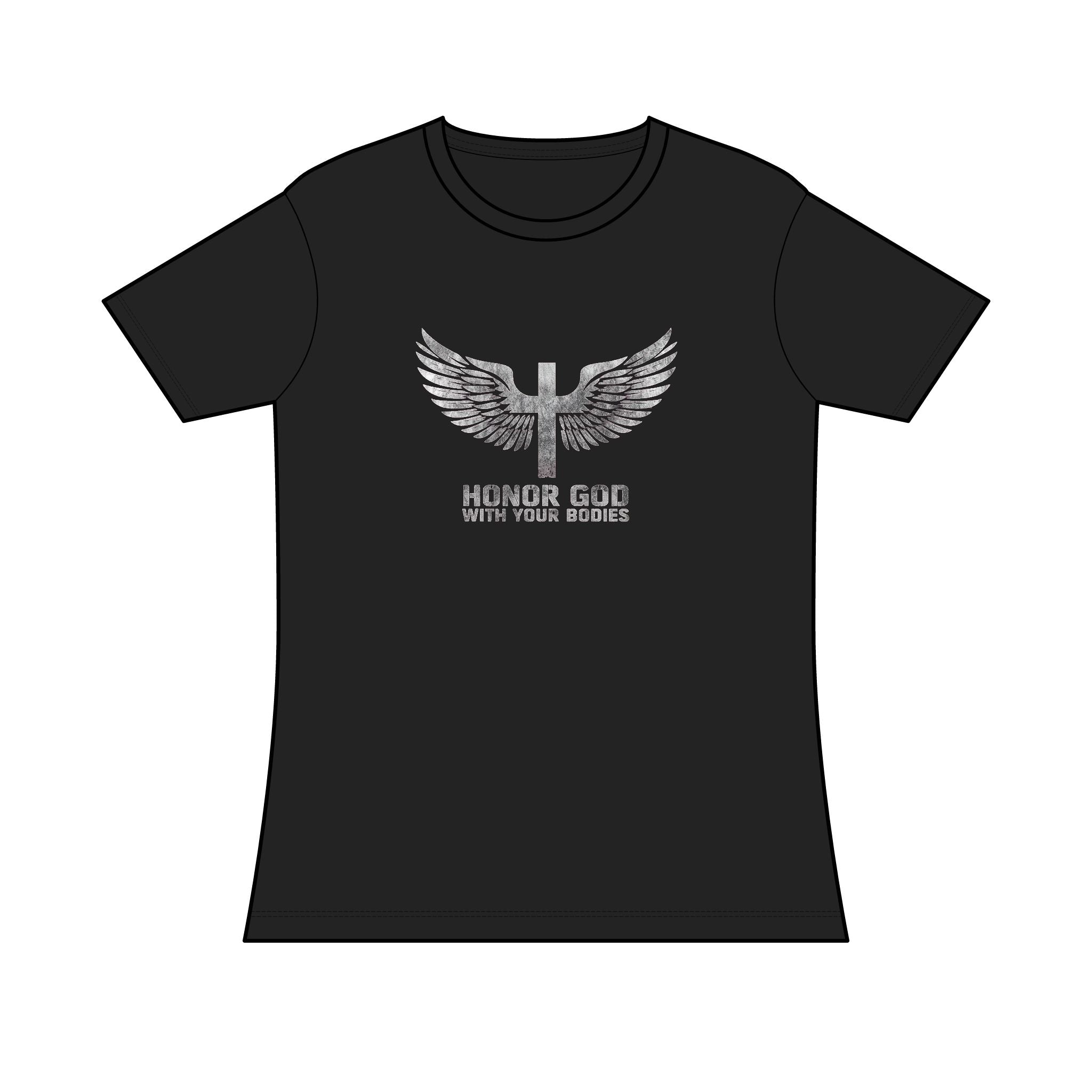 Women’s Tee – Honor God With Your Bodies Eagle Wings T‑Shirt