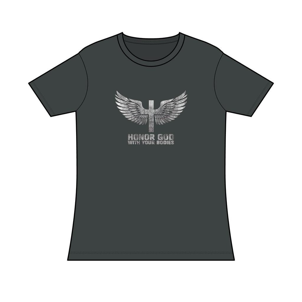 Women’s Tee – Honor God With Your Bodies Eagle Wings T‑Shirt