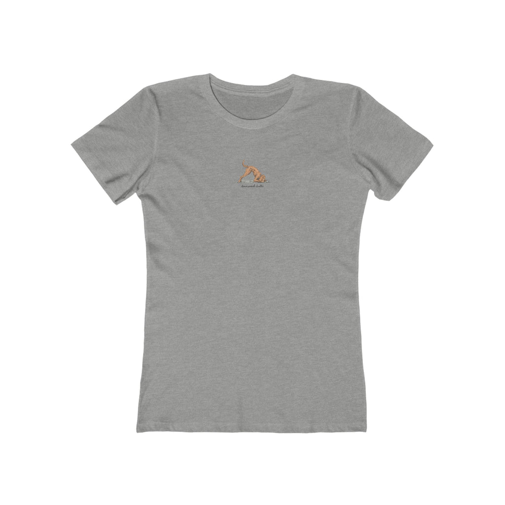 Downward Doodle Yoga Boyfriend Tee — Minimal Yoga Girl T‑Shirt